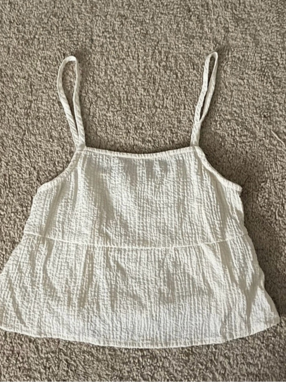 H&M White Crinkle Spaghetti Strap Camisole